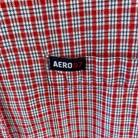 Aeropostale Short Sleeve Button Down Checked Mens Shirt Size L - Picture 4 of 4